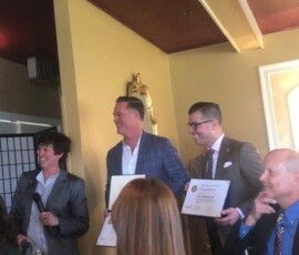 March 23, 2019 - Deb Dellaposta presented Paul Harris Fellow awards to Dr. Chris McClelland and Dr. Greg Fulcherio for their assistance with an event to benefit the Altoona 03/23/19