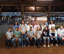 August 14, 2019 - It was so fun to participate in the Blair County Junior Livestock Auction in Martinsburg. Pictured is Ty Uplinger a 6th grader with his 240 pound market hog.
Also pictured are the scholarship donors and recipients from last year. 08/14/19