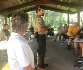 July 16, 2019 - It was a pleasure to attend the "Friends of Trough Creek" public meeting held by PA Parks & Forests Foundation recently. Pictured is Marci Mowery, President of the Foundation and Joe Basil, Trough Creek Park. Manager. It was an informative session where ideas were shared to benefit the park. 07/16/19