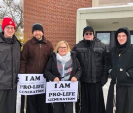 January 22, 2019 - I was at Saint Francis University today for their March for Life that has gone on for the past 6 years. A great event to show respect for human life. Pictured with me is Patrick, a Knights of Columbus member who came for the event and a group of Friars and Brothers who participated. The event began with the recitation of a Rosary and ended with Mass in the Chapel. Thank you to Fr. Malachi and SFU for your support of life! 01/22/19