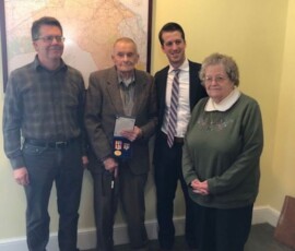 December 21, 2018 - I had the honor and the privilege to meet and present with Senator Toomey's office the Ambassador for Peace Medal to Lewis Smedley of Newville. Lewis served in the Korean War and this medal is an expression of appreciation from the Korean government to US service men and women who served in the Korean conflict. Thank you Mr. Smedley for your service and congratulations to the three other veterans who received the award. 12/21/18